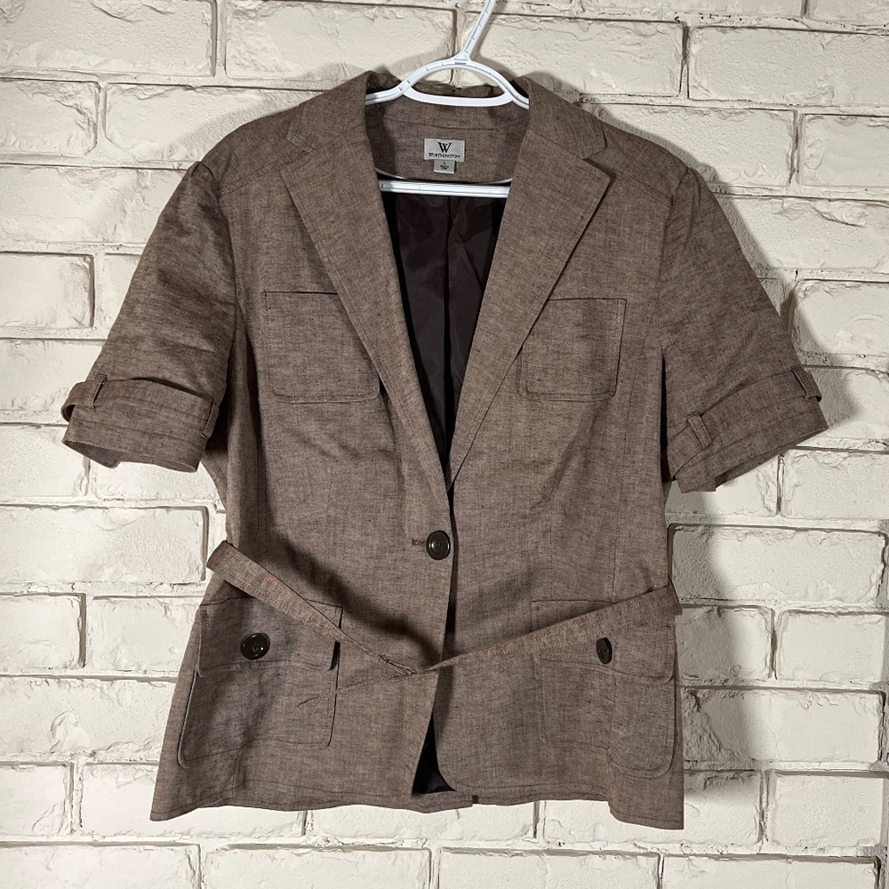 Worthington Tan Belted Short Sleeve Jacket